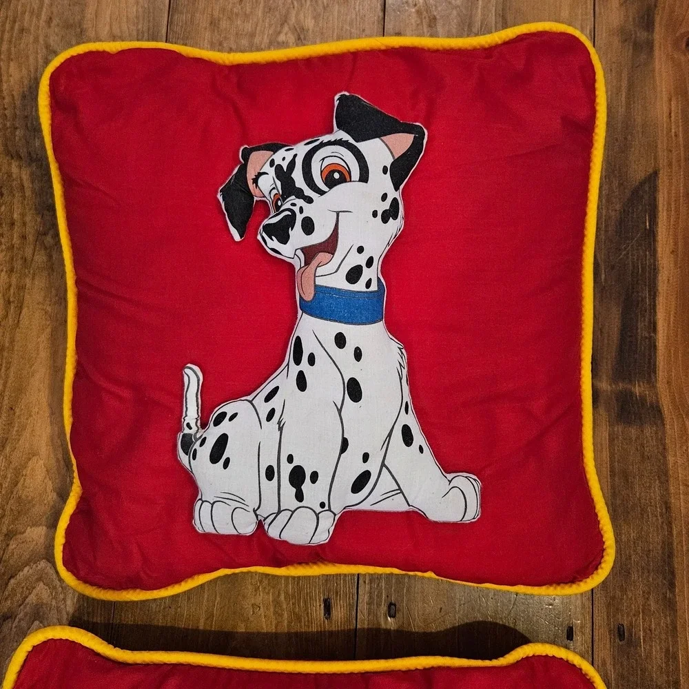Vintage 101 Dalmatians 3D Throw Pillow Set Pair Red Accent Pillows